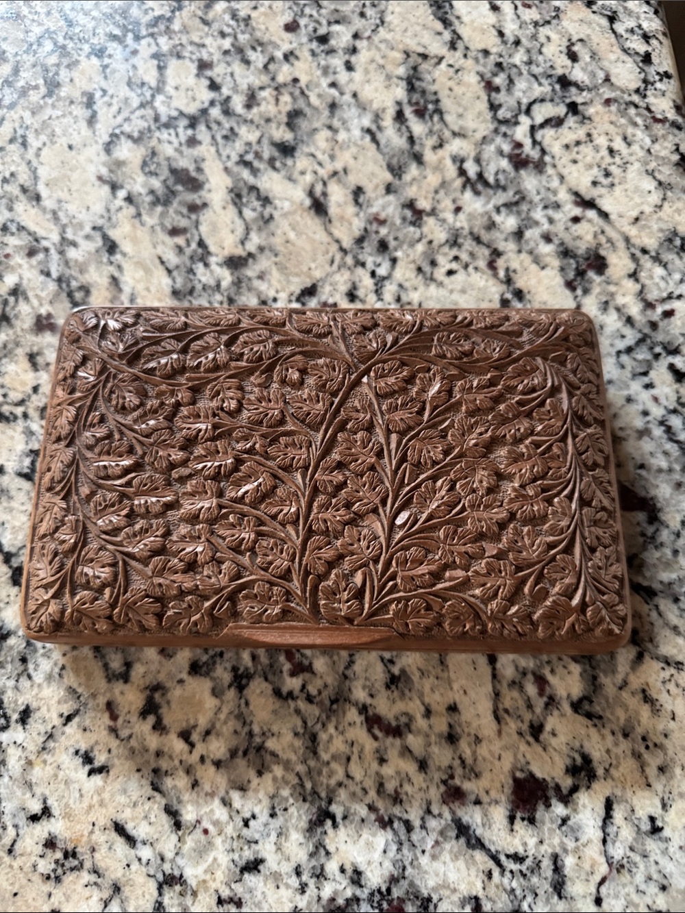 Handcrafted Brown Floral Embossed/carved Wooden